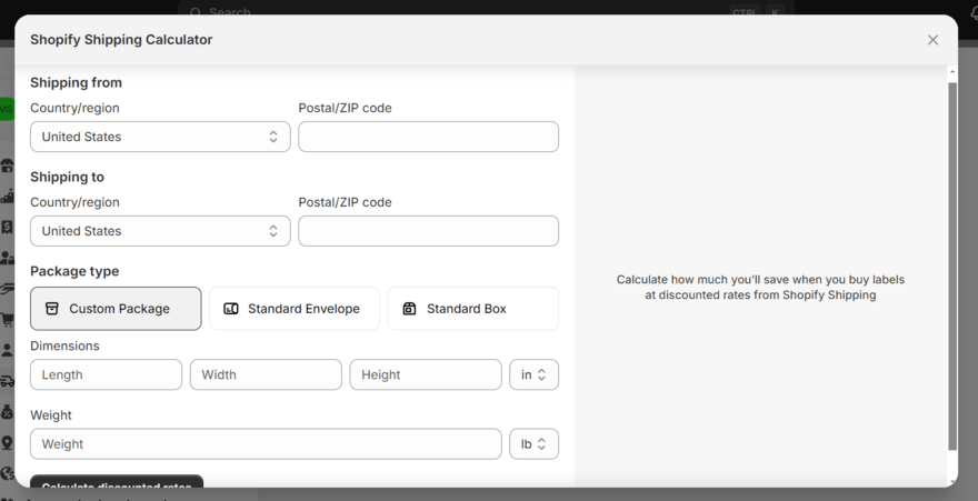 Shopify shipping calculator