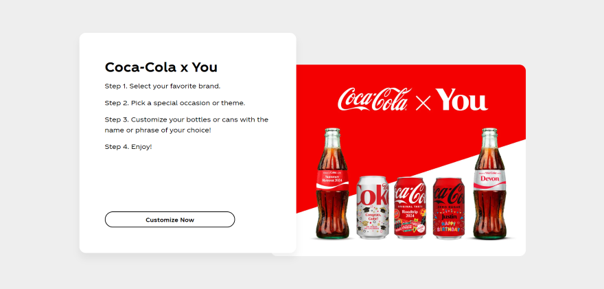 Screenshot of a section of Coca Cola's website showcasing a collaboration between the company and its fans.