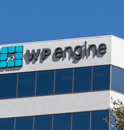 Building with WP Engine logo displayed on the side