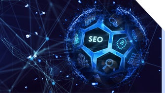 Graphic of a blue sphere with an SEO segment highlighted